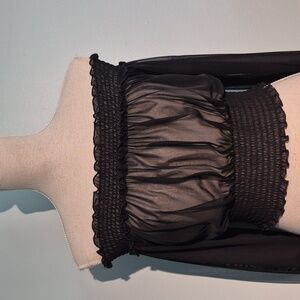 Le Chateau Black Ruffled Sheer Blouse